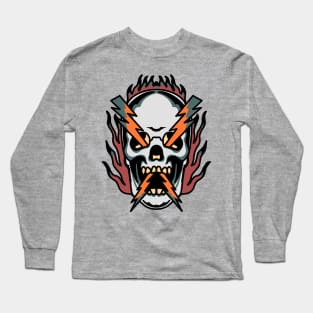 thunder skull tattoo art Long Sleeve T-Shirt